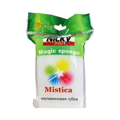 Губка меламиновая Nicky "Mistica" 11х7х3,5см, белая, 1шт/уп
