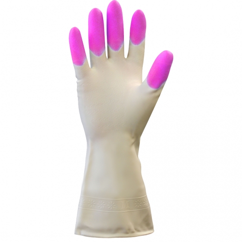 Перчатки хозяйственные, 1 пара, размер M, винил, цвет пальцев в ассортименте